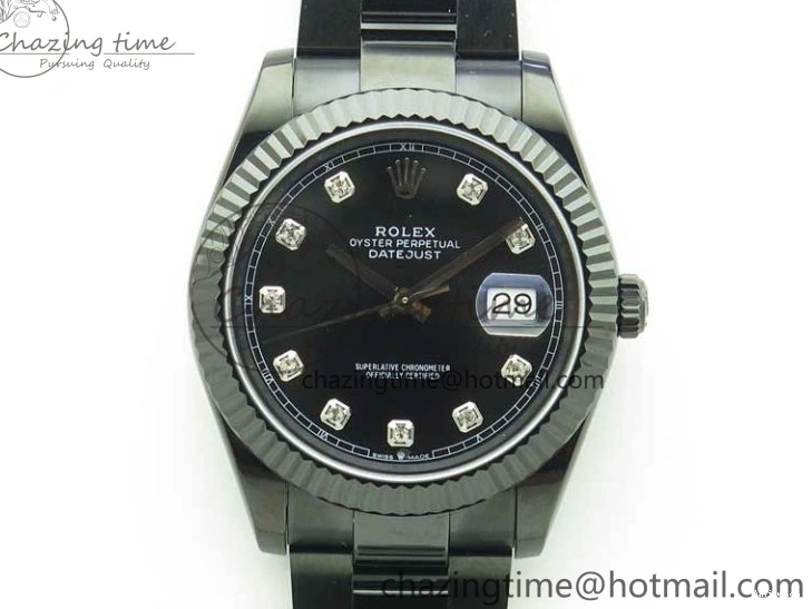 All Markers A3235 on Oyster Bracelet 41 Black Dial Black PVD Best Edition VRF Diamonds DateJust PVD 0128